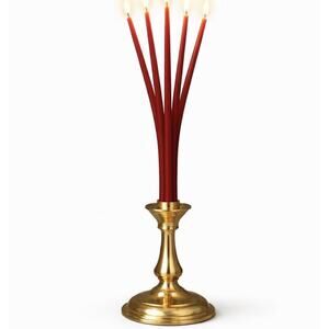 VTG 7 Arm Candelabra Candle Red Elegant Tablescape Centerpiece Holiday Decor